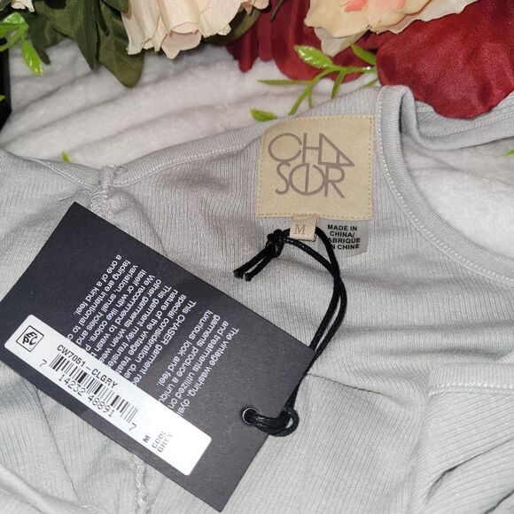 NWT Chaser Double V Shirred Back Tank in Cool Grey - Picture 10 of 10